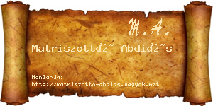 Matriszottó Abdiás névjegykártya